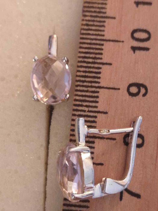 Срібні сережки 925 пр з кунцитом 5,14 карат