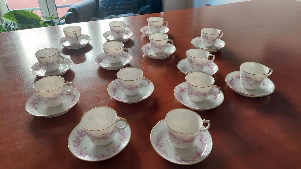 Serviço 14 chávenas de café porcelana