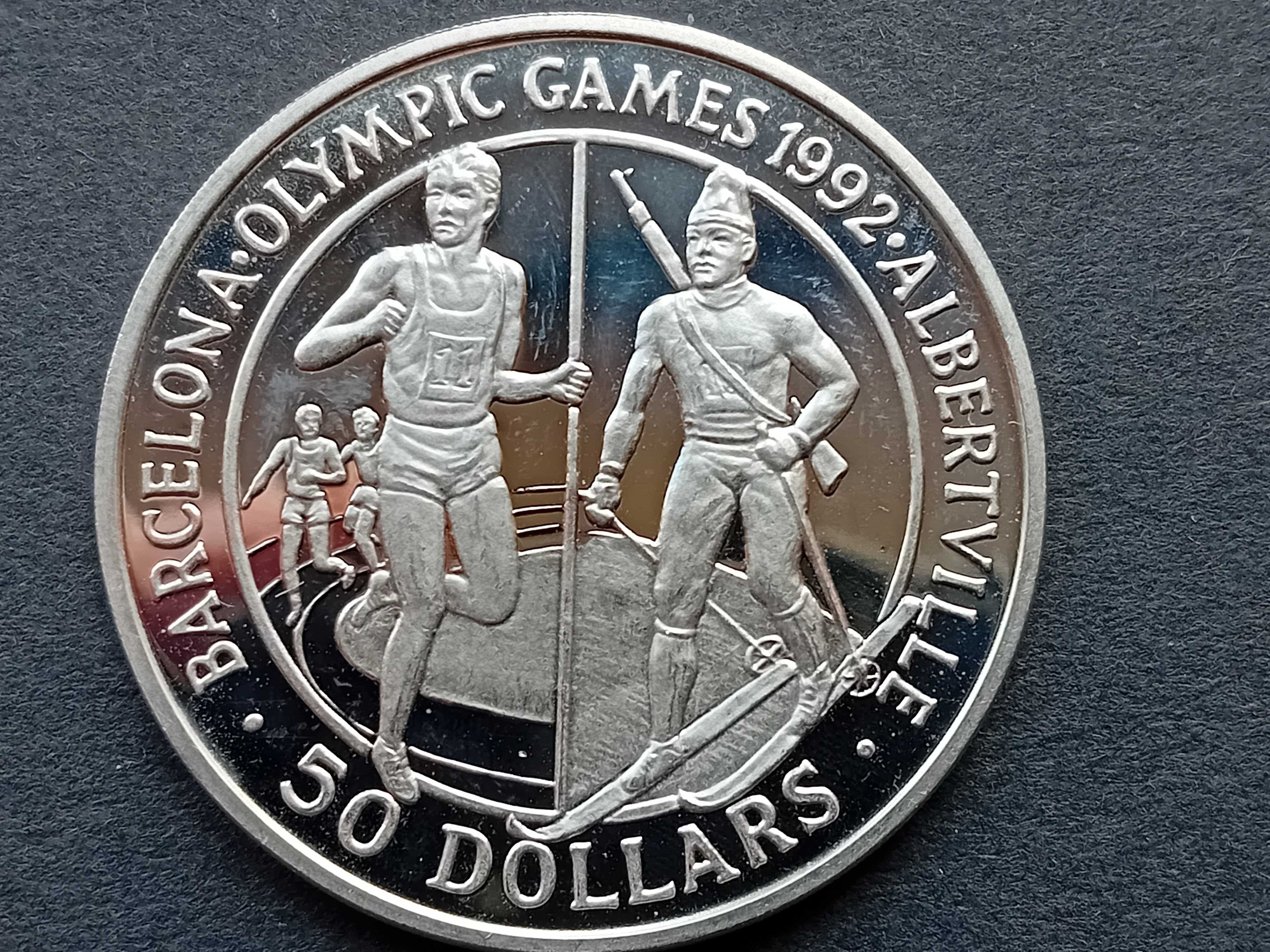 3 moedas 50 Dollars 1989/91/92 Elizabeth 500anos América prata 0,999