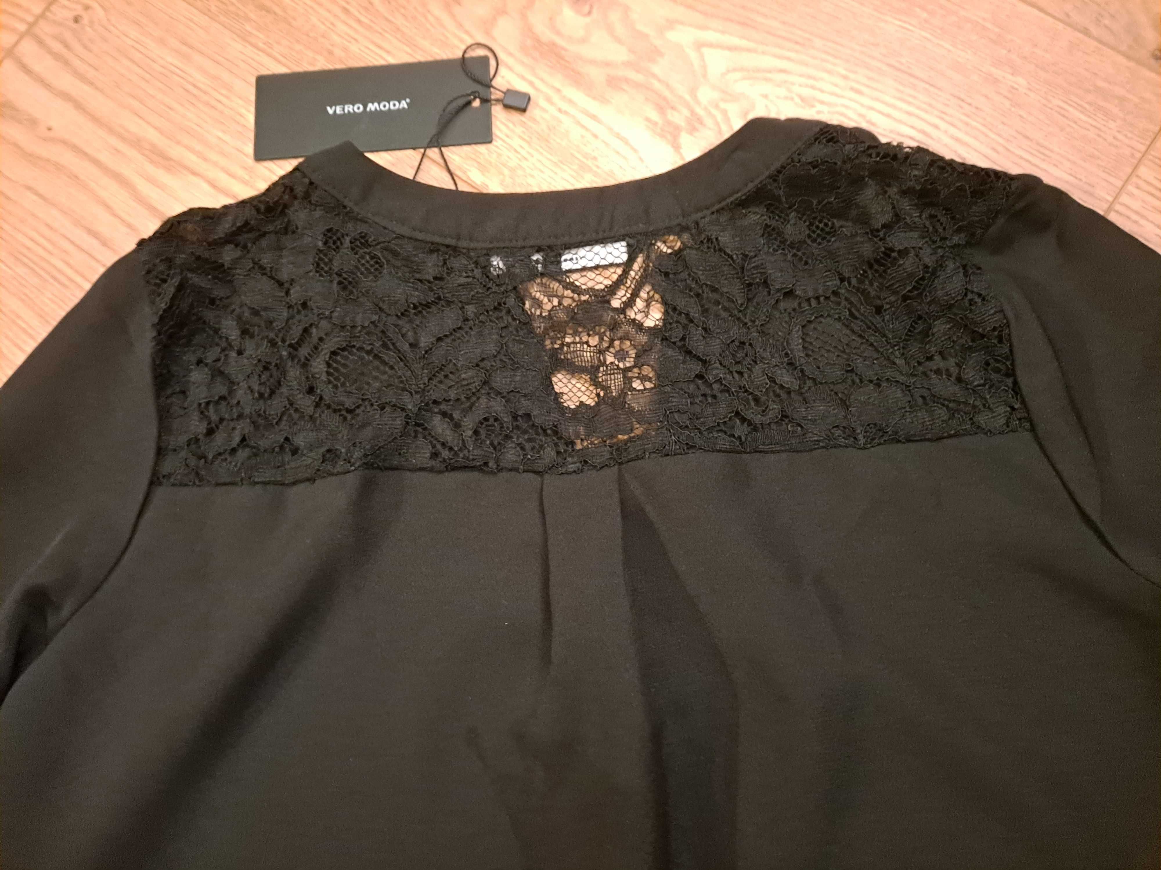 Vero moda czarna elegancka bluzka koronka