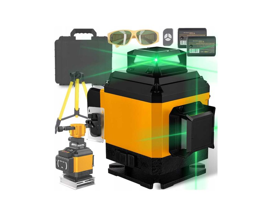 PROFESJONALNA Poziomica Laserowa 4D 16 Linii Laser IP54 Akcesoria NOWY