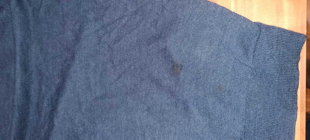 Sweter męski w serek z wełny z merynosa Merino Wool L granatowy TU