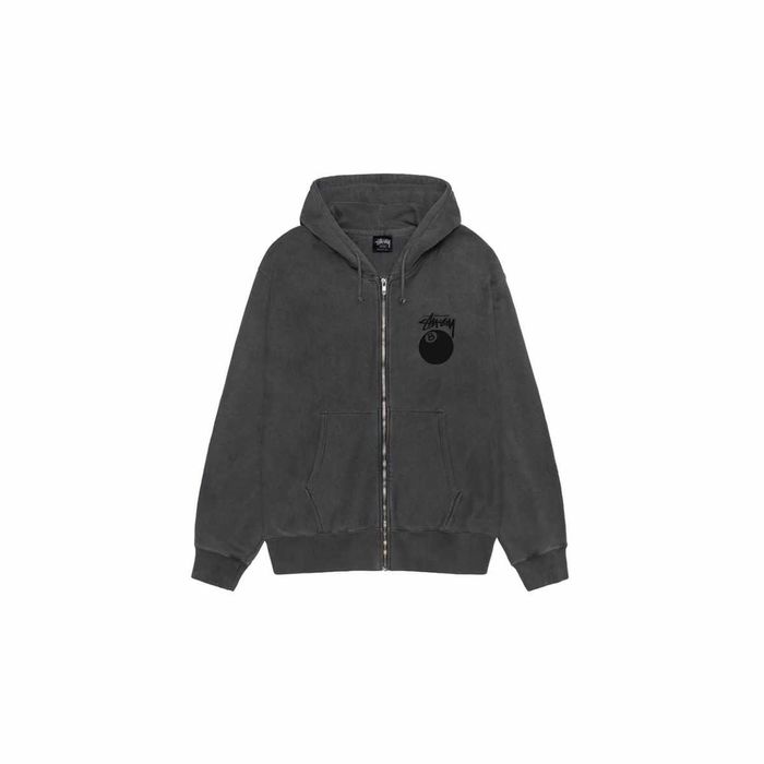 Худі STUSSY 8 Ball Zip Hoodie Pigment Dyed Black