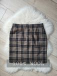 Spódnica w kratę wełniana vintage retro 80s 90s Woolmark rozmiar M