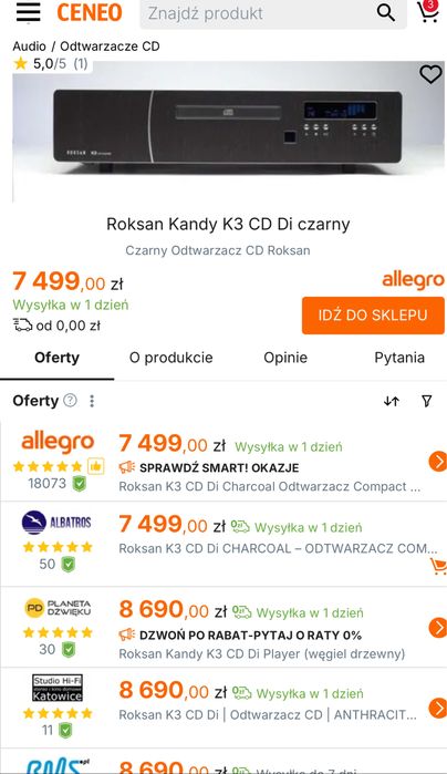 Wzmacniacz Roksan K3 + CD + DAC.  (RRP  23 899 zł)