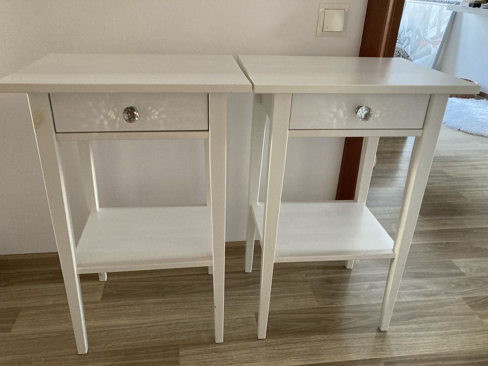 Ikea Hemnes Stolik nocny, biały bejca, 46x35 cm