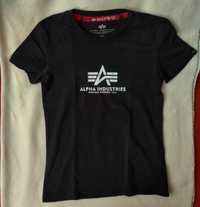 Alpha lndustries XS czarna oryginalna koszulka z krótkim rękawem