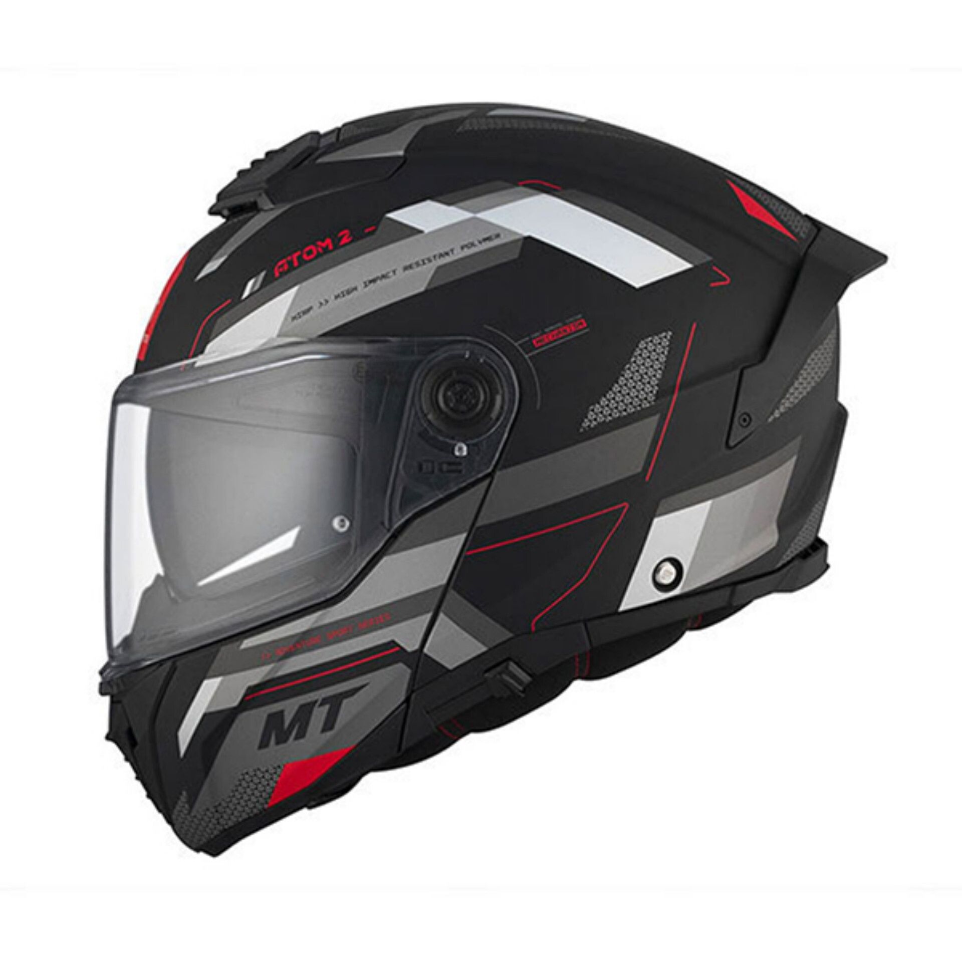 Capacete Modular MT Atom 2 SV Bast FU404SV D5 22-06 preto fosco vermel