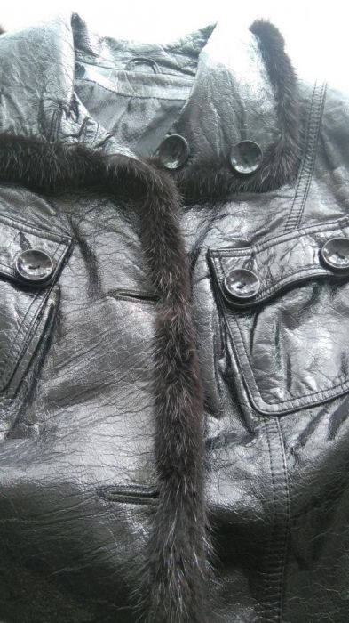 Кожаный пиджак с норковой отделкой