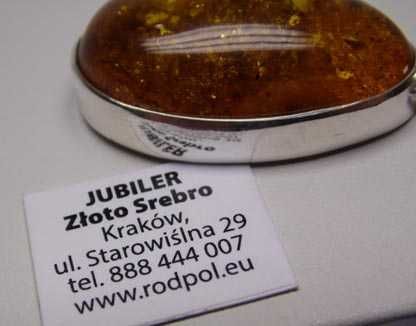 Srebrna zawieszka z bursztynem