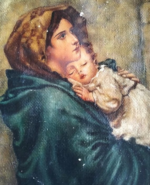 Pintura a óleo, muito antiga.