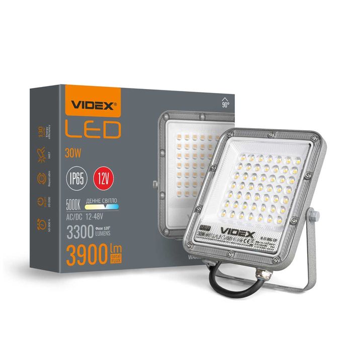 LED 12 Вольт прожектор VIDEX F2 30W 5000K AC/DC12-48V ; F3e ; ГАРАНТІЯ