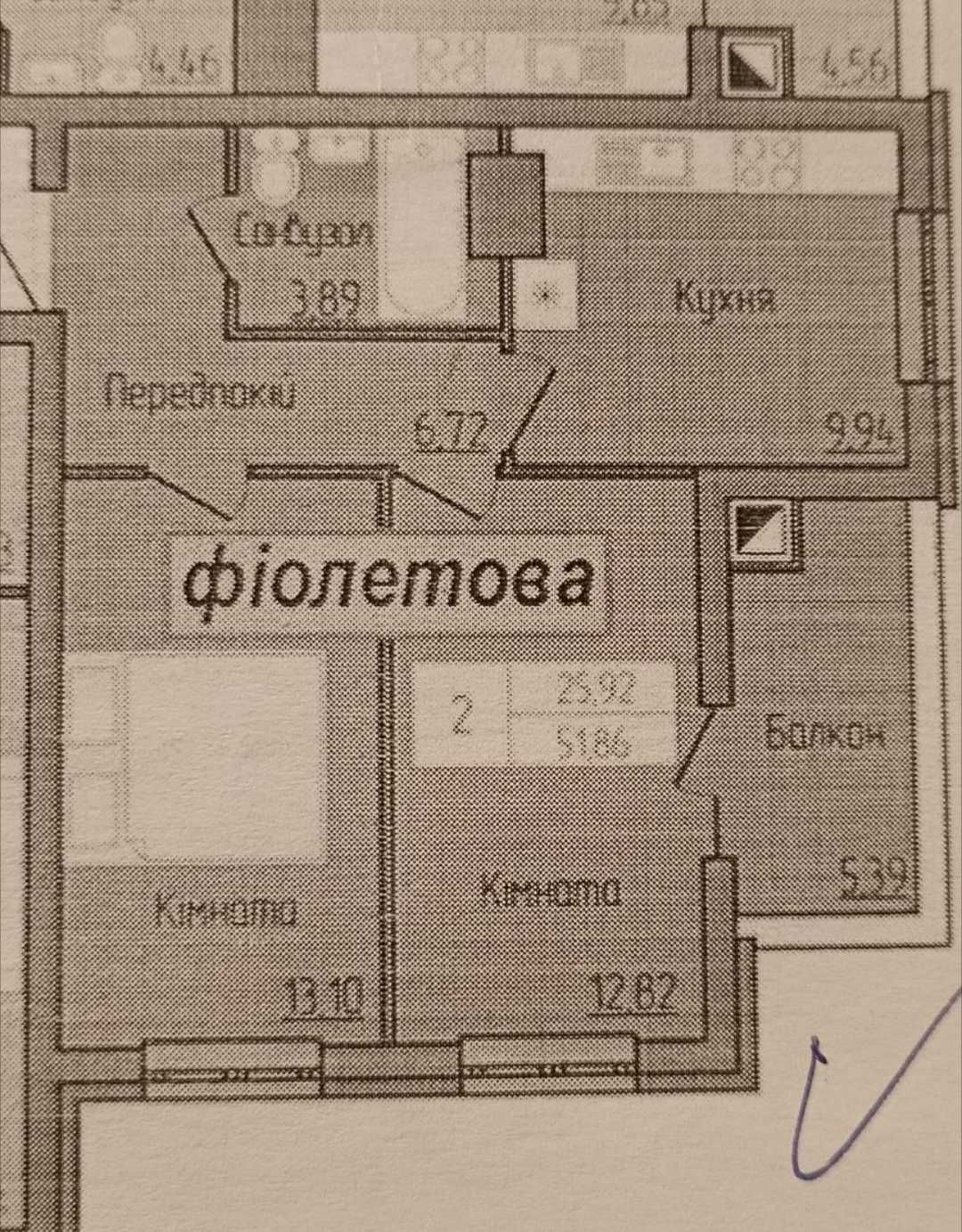 № 13115 -2-х кімнатна ЖК Гранд Сіті Домбровський 14/14 пов, 54 м2