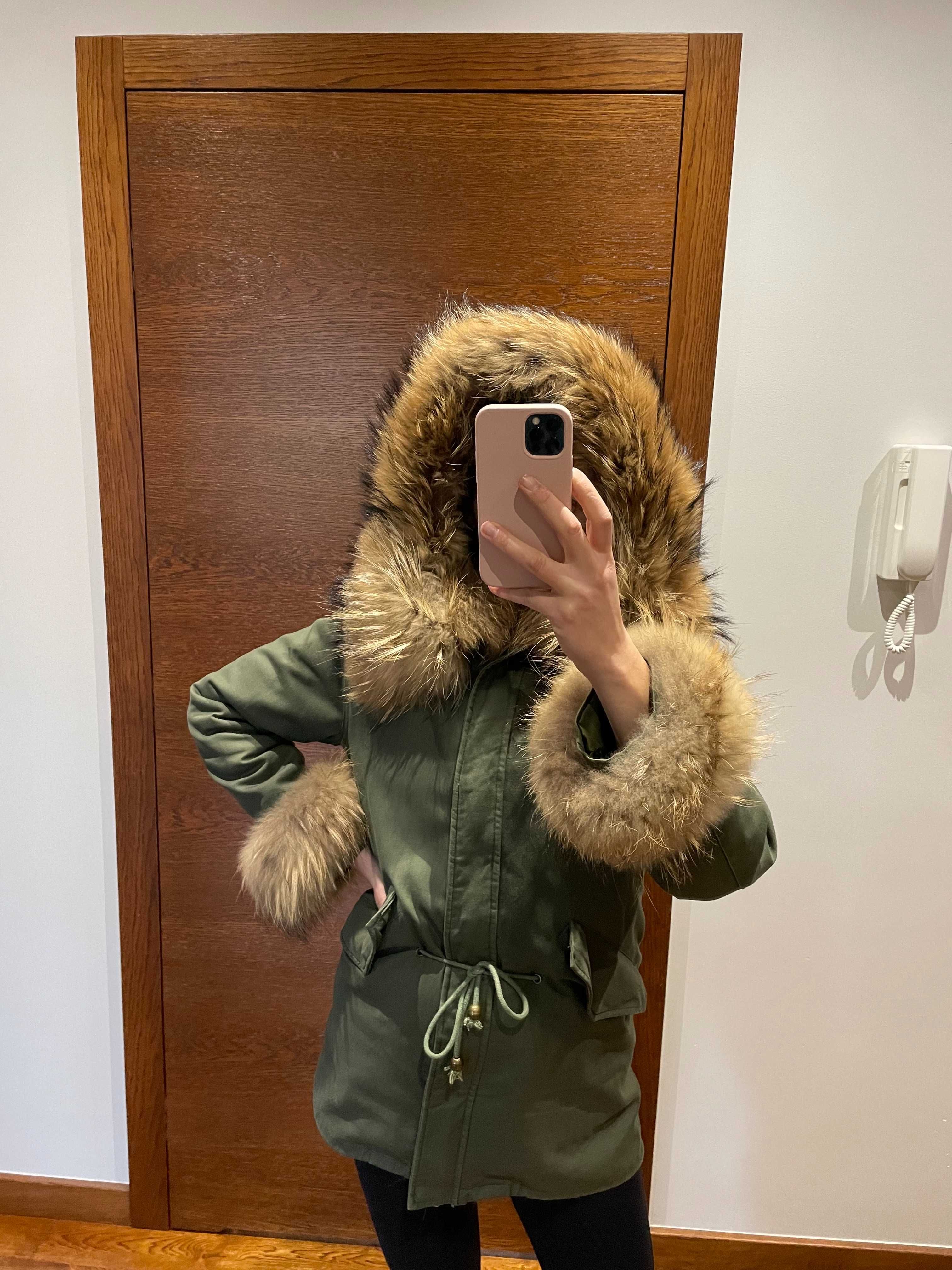 Parka z naturalnym futrem rozmiar M