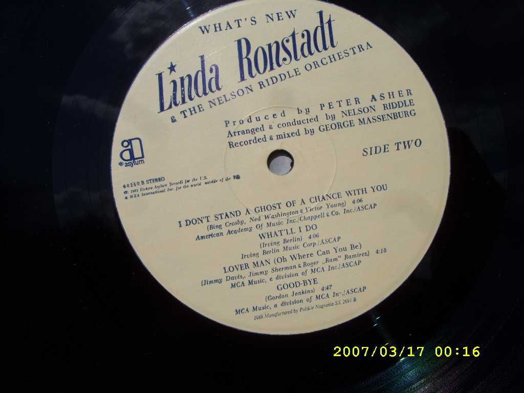 43.Plyta gramofonowa; Linda Ronstadt--Whads new, 1988 rok.