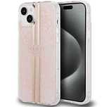 Etui Guess IML 4G Gold Stripe na iPhone 15 Plus / 14 Plus - różowe