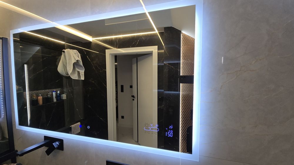 Lustro alasta led stacja pogodowa Podgrzewane głośnik 140x80