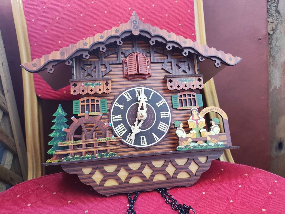 Klasyczny Zegar z kukukułka skandynawski styl retro drewniany zegarek