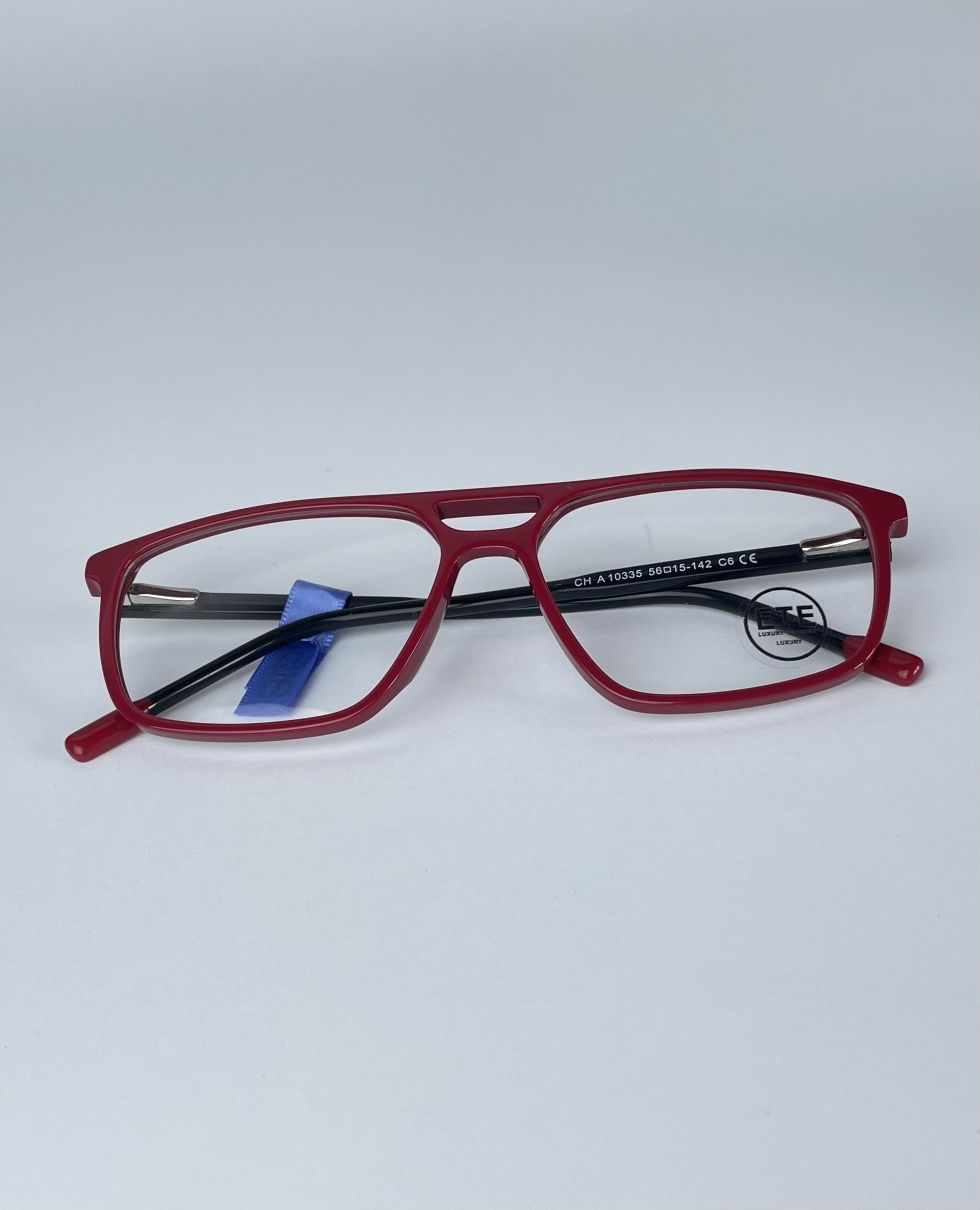 Czerwone okulary ETE z acetatu | Oprawki unisex do korekcji