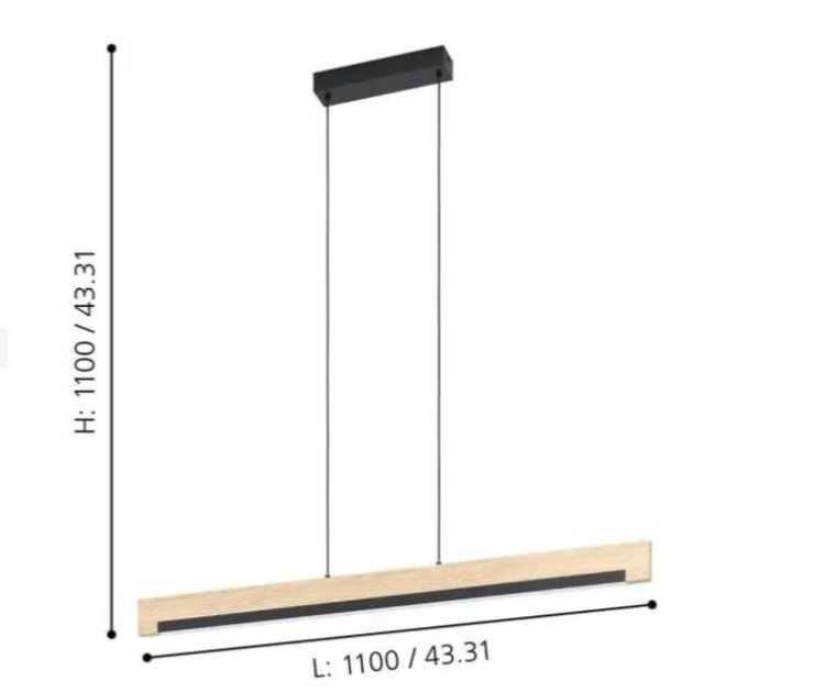 Lampa wisząca LED EGLO 99293 Camacho metal/drewno 110 cm długości