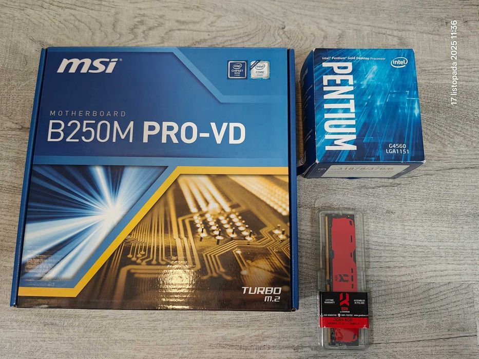 Zestaw MSI B250M PRO-VD IRDM DDR4 8GB Intel Pentium G4560 Chłodzenie