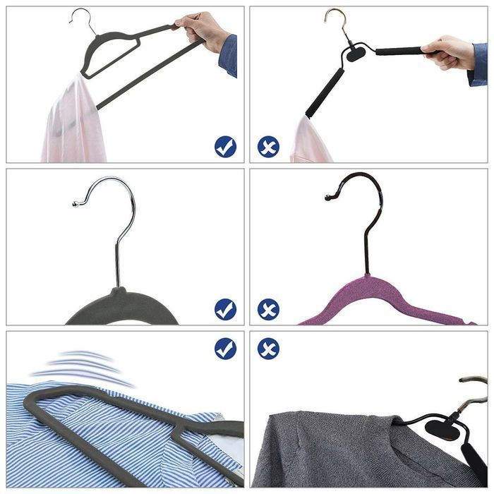 wieszak welurowy maxi komplet 60 szt grafitowy