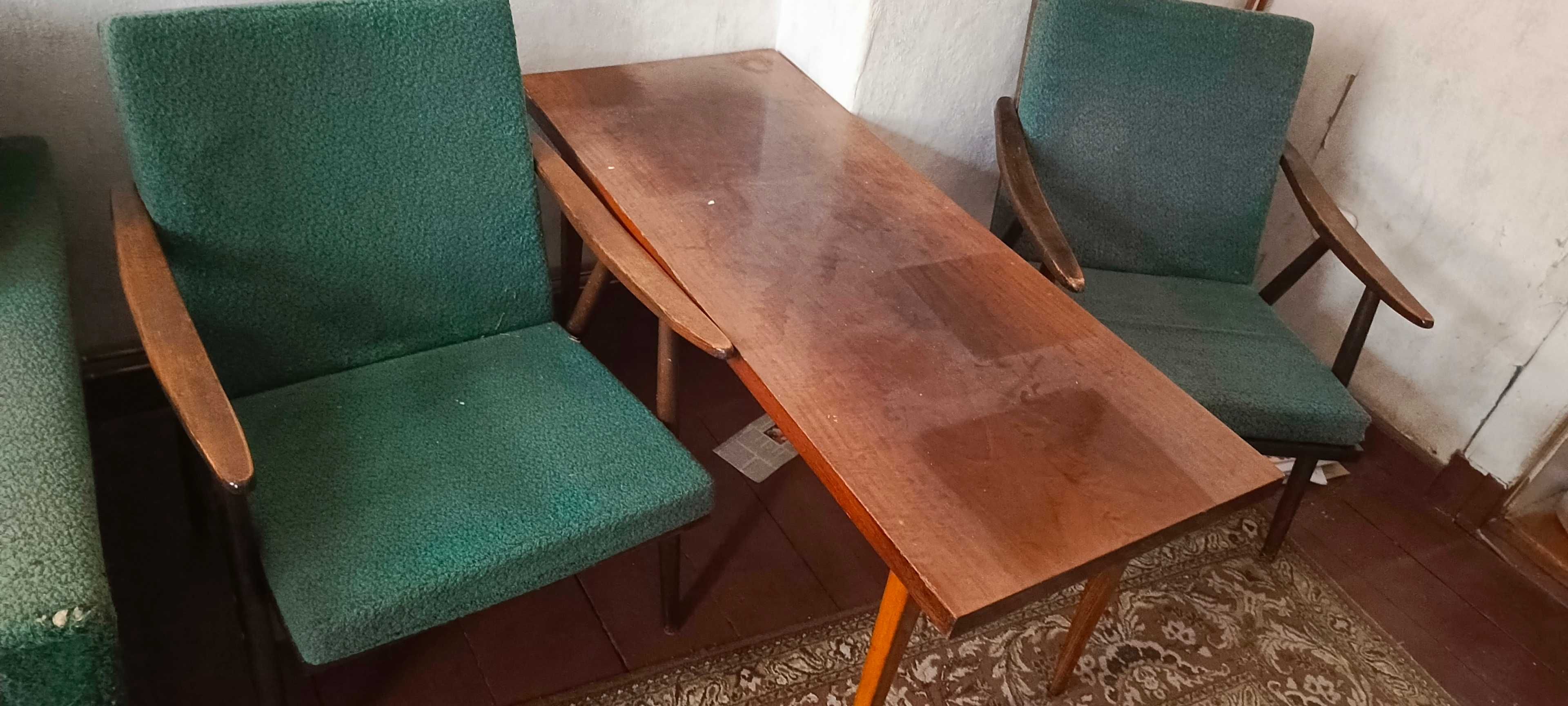 Meble pokojowe komplet vintage PRL wysoki połysk