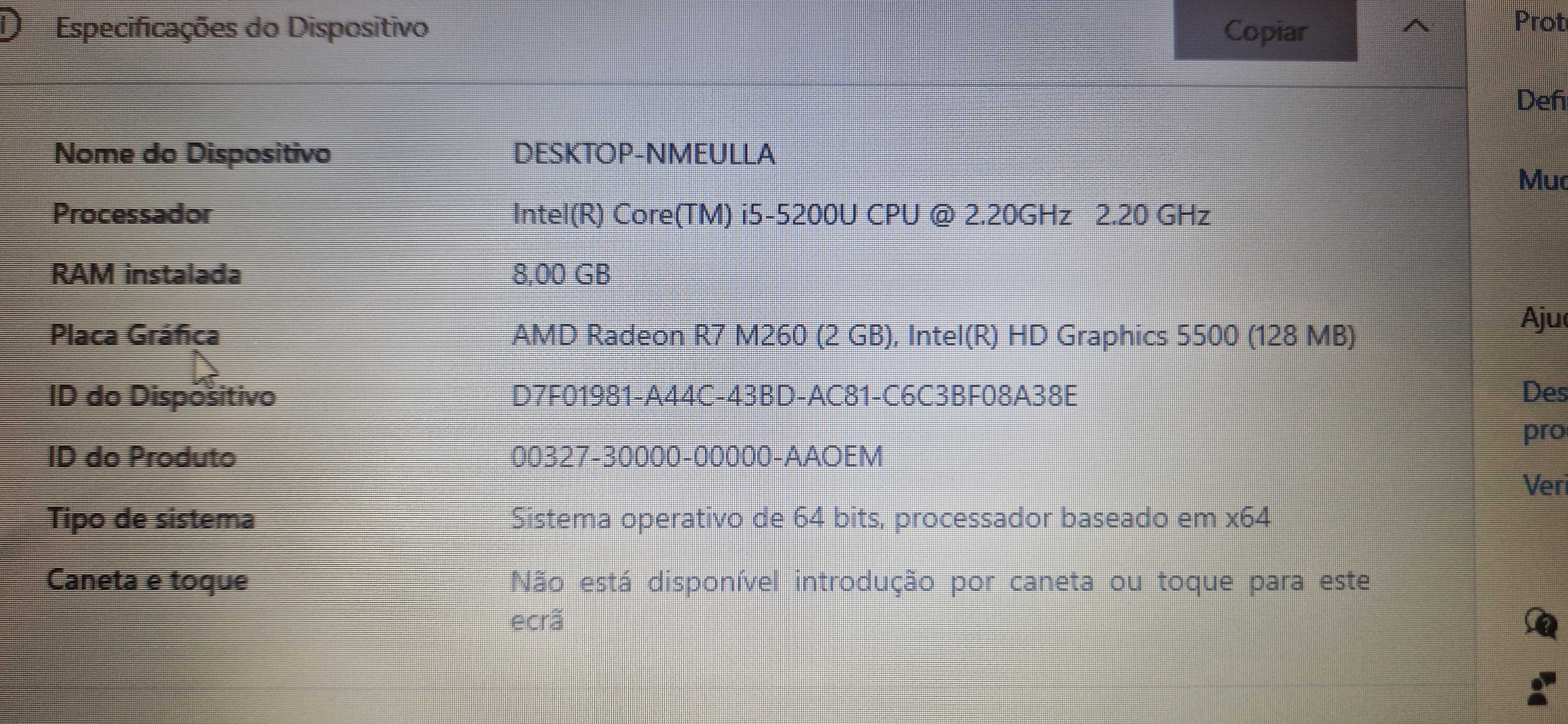 Portátil Dell i5 5ªGeração DDR4 8G SSD 240G 15,5"