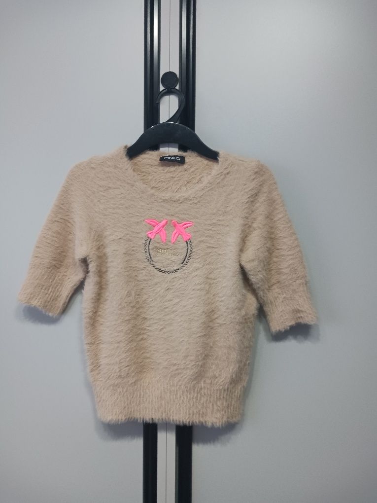 Włochaty beżowy sweter PINKO rozm. S