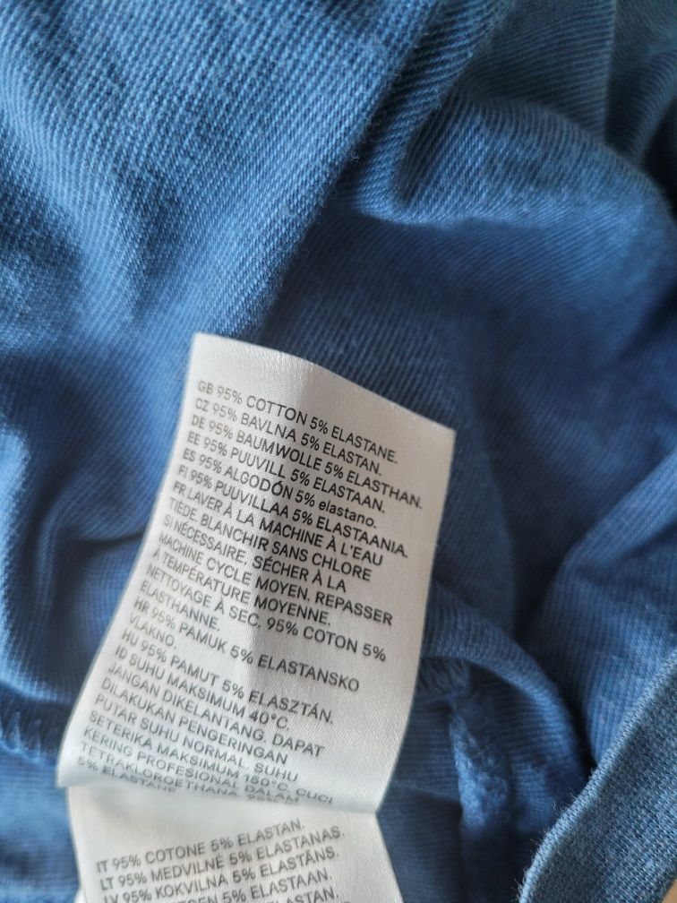 Granatowa bluzka t-shirt polo męska z kołnierzykiem H&M bawełna XXl