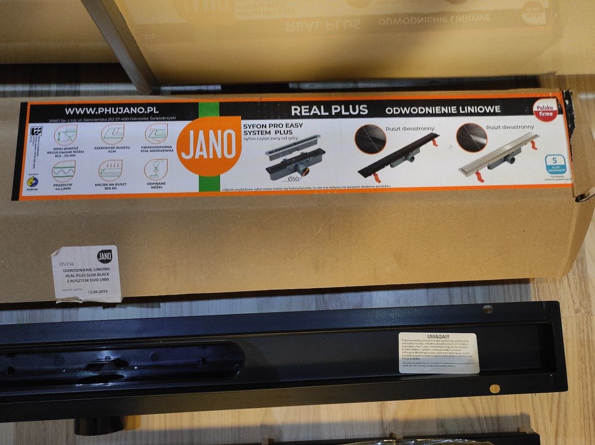 NOWE Odwodnienie liniowe Real Plus Slim Black z rusztem L900