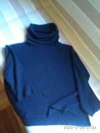 Sweter wełna golf granatowy, oversize rozm. M