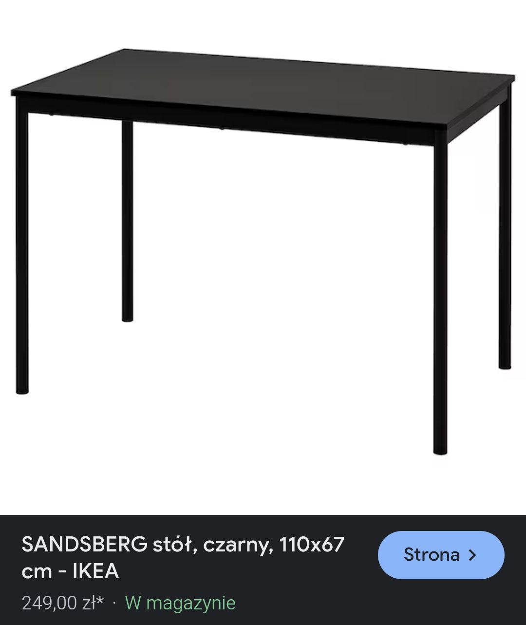 Stół Ikea na stalowej ramie 110 na 67 na 75