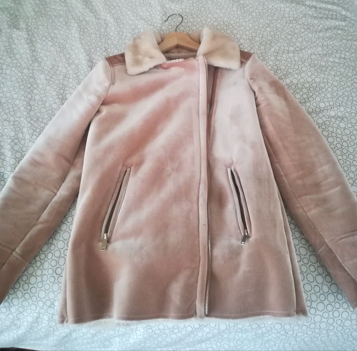 Casaco rosa com pêlo