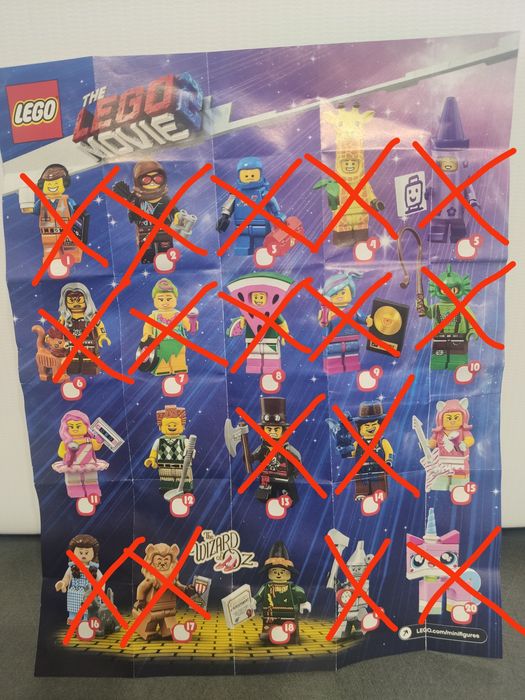 Запаковані та ідентифіковані Мініфігурки з набору 71023 LEGO Movie 2
