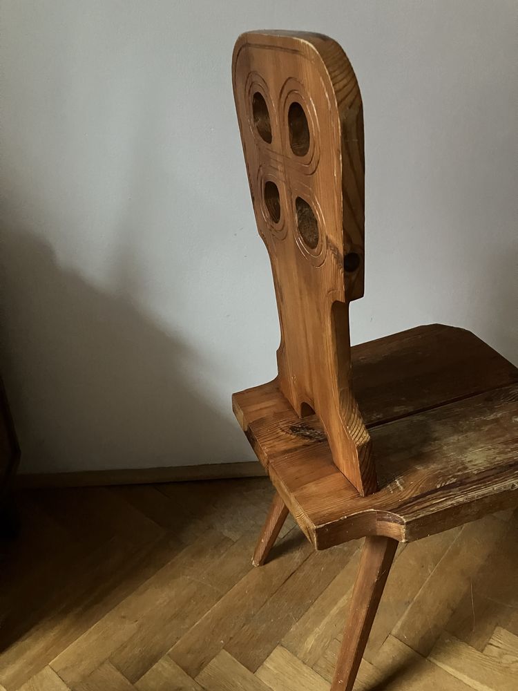 Krzeslo drewniane zydel prl