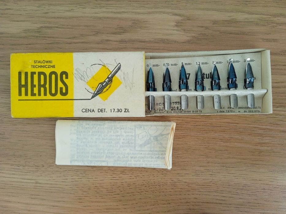 Komplet stalówek kreślarskich Heros (Redis) PRL