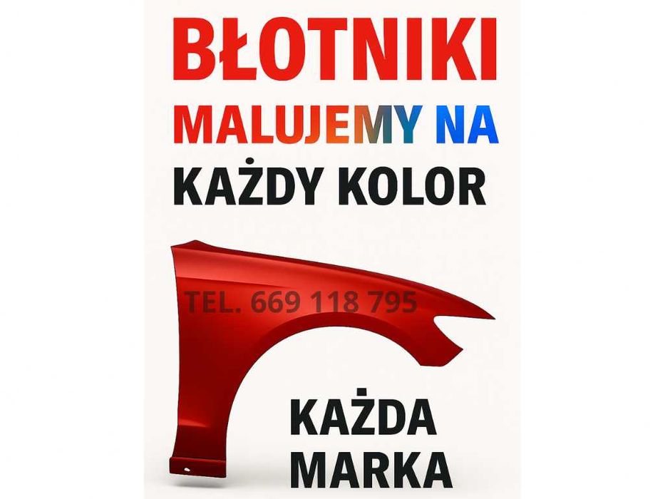 Błotniki Fiat Dacia Seat prawy/lewy, każdy kolor, model, wysyłka