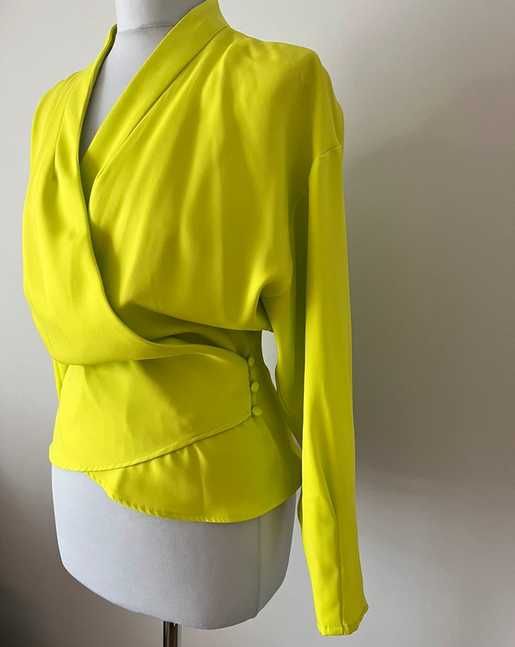 Limonkowa bluzka z długim rękawem. Zara. Rozmiar S. Nowa