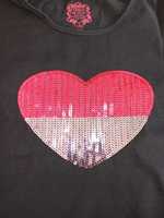 Granatowa koszulka z cekinowym sercem