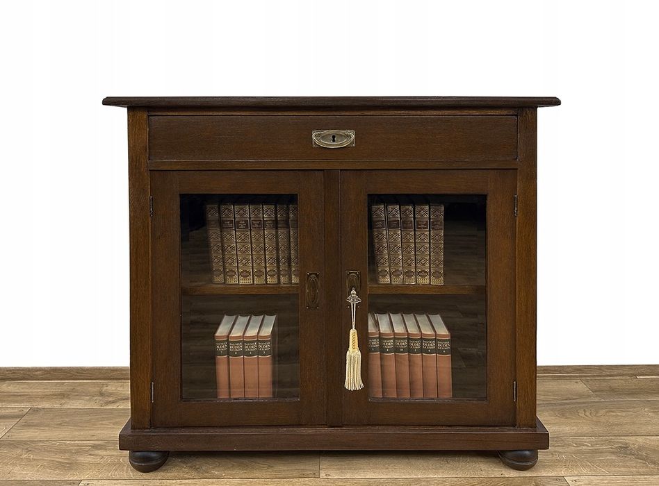 WITRYNA BIBLIOTEKA podręczna antyk SZAFKA pod TV RTV z szufl. komoda