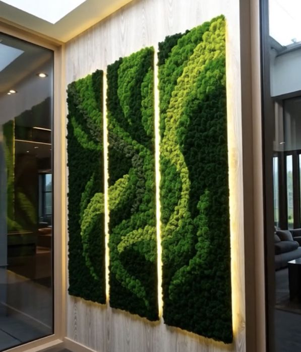 Panel z mchu zielone ściany mech chrobotek panele z mchu żywy mech