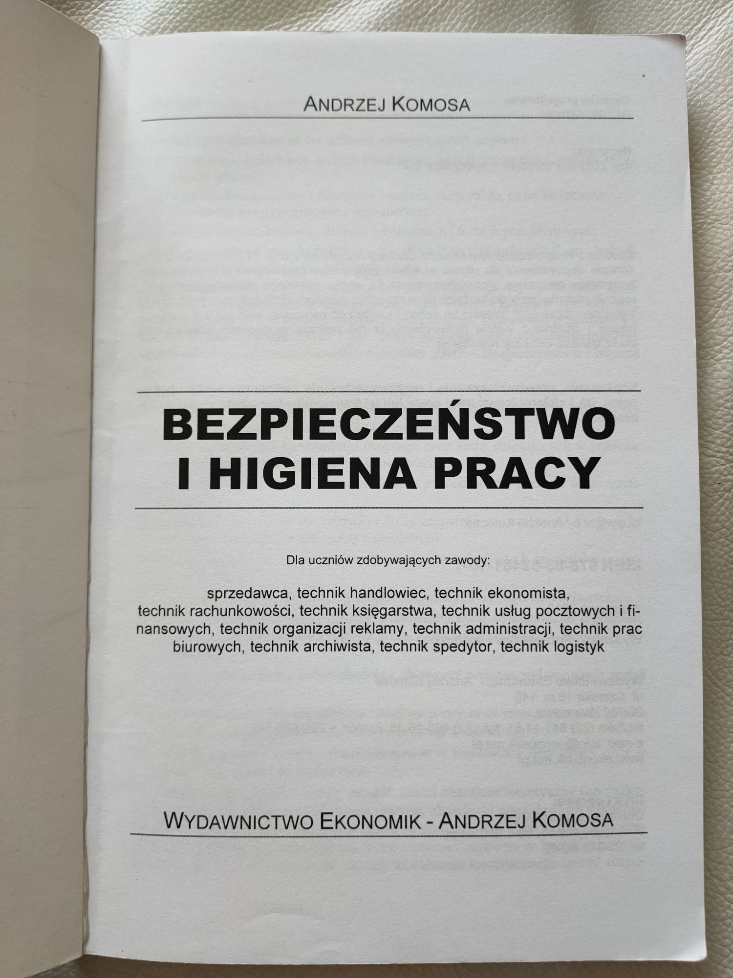 Podręcznik książka Bezpieczeństwo i higiena pracy Komosa