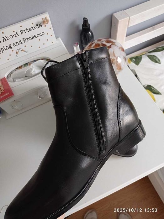 buty nowe męskie trzewiki skórzane 43