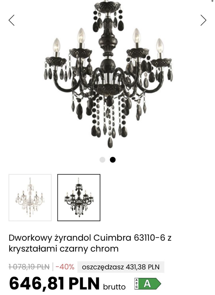 Lampa czarna glamour