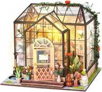 Model Drewniany dom miniaturowy pokój kwiatowy