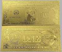 Złoty Banknot 1 Dolar  1 $ Złoto 24 karat Dollar Dollars GOLD Prezent