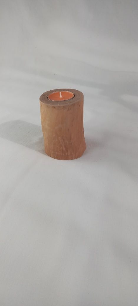 Świecznik loft handmade drewniany