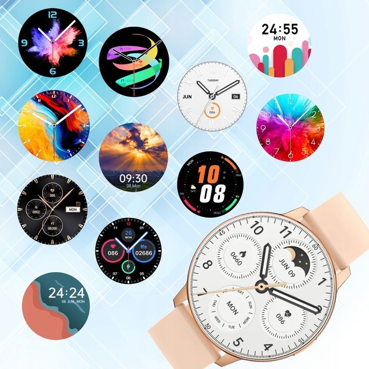 Smartwatch Zegarek Damski Polskie Menu Rozmowy Sport Puls 2 Paski Amol