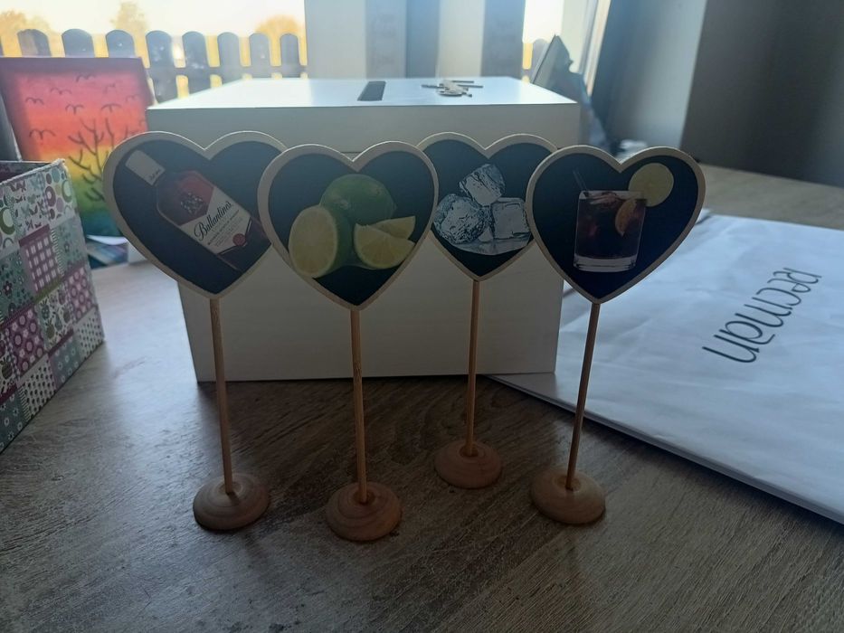 Zestaw na ślub wódkowóz, pudełko na prezenty, ozdoby